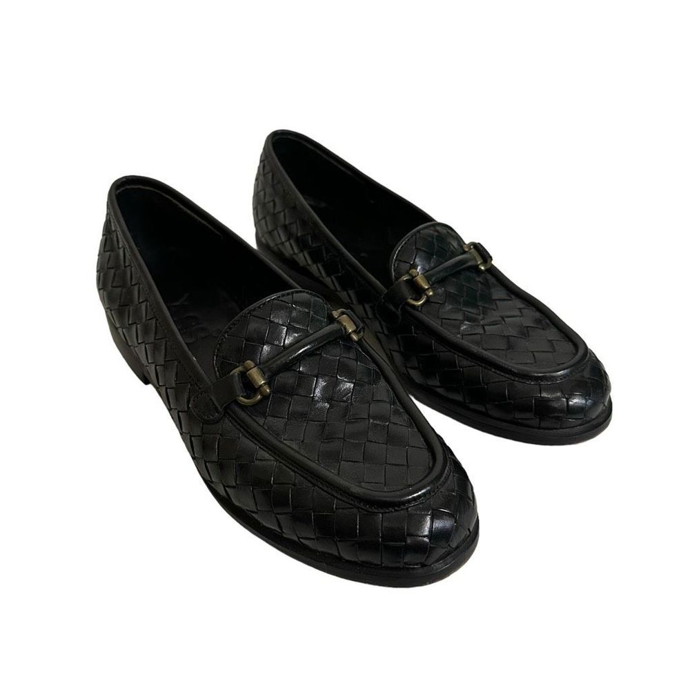Bass Vintage Women’s Leola Leather Basket Weave Slip On Horsebit Loafers Size 6